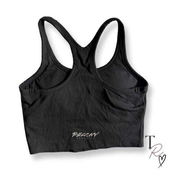 Peachy Athletic Ember Racerback Sports Bra Crop Top in Black Size Small NWOT - Picture 1 of 8